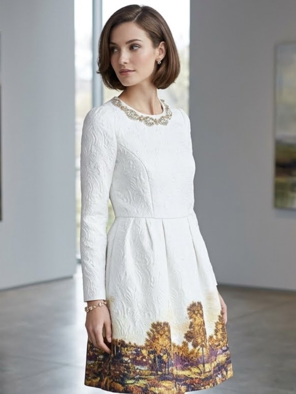 Lined  Spring Summer brocade/ Tapestry Vintage style dress